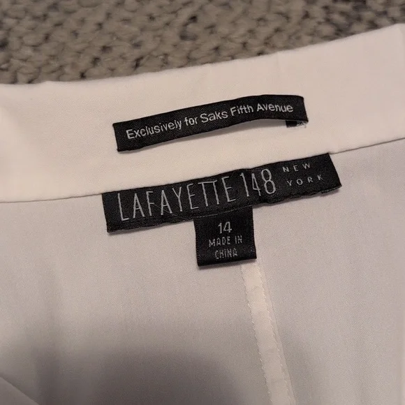 Lafayette 148 Women's Shirt White Classic Cotton Button Up Wide Collar Blouse - Picture 5 of 7